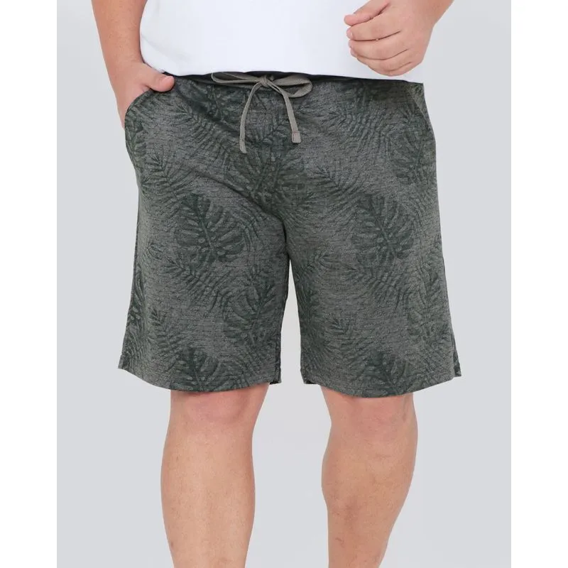 Bermuda Masculina Plus Size Moletinho Estampada Verde G1