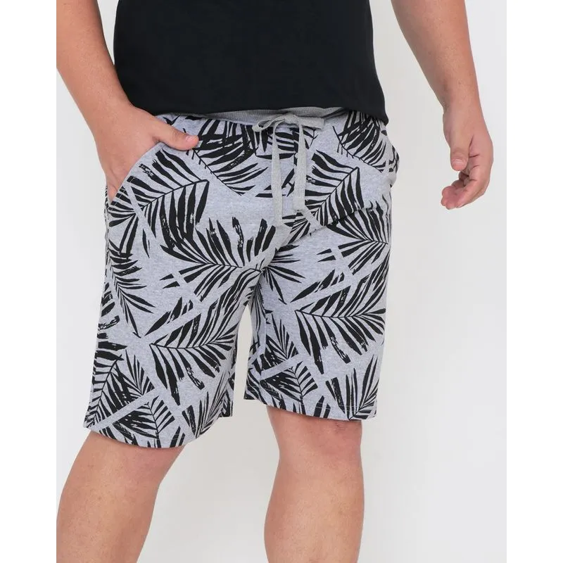Bermuda Masculina Plus Size Moletinho Estampada Cinza G1
