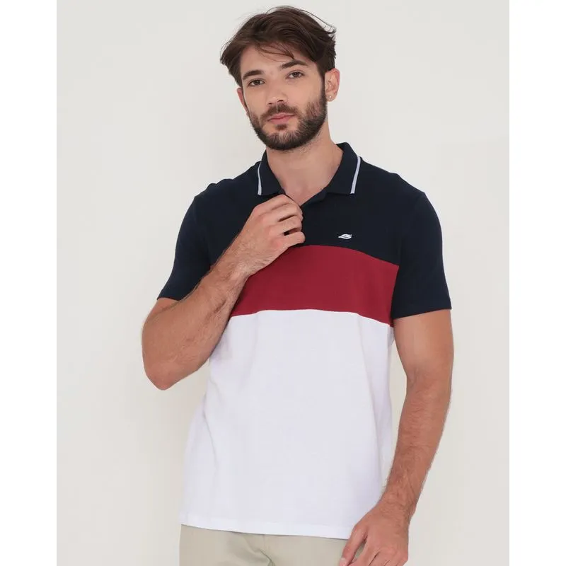 Polo Masculina Com Recortes Azul Marinho G