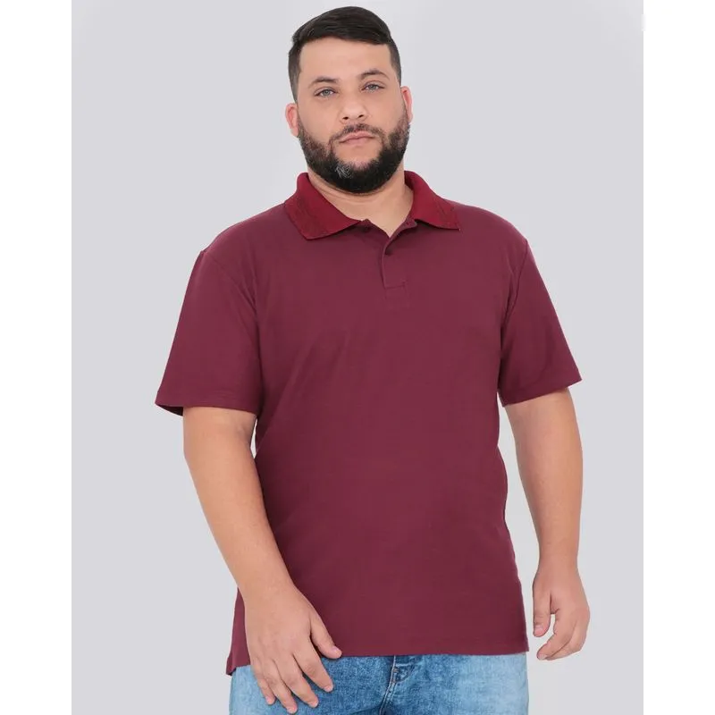 Polo Masculina Plus Size Vinho G1