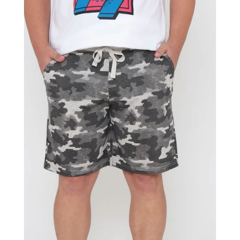 Bermuda Masculina Plus Size Moletinho Flamê Preta G2