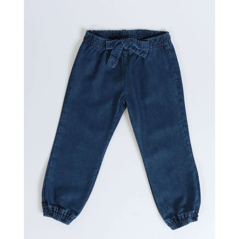 Calça Jeans Bebê Lacinho Jogger Azul 2