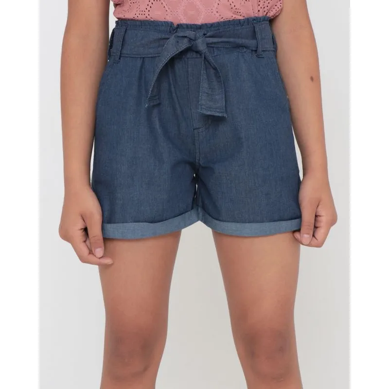 Short Jeans Juvenil Lacinho Clochard Azul 14