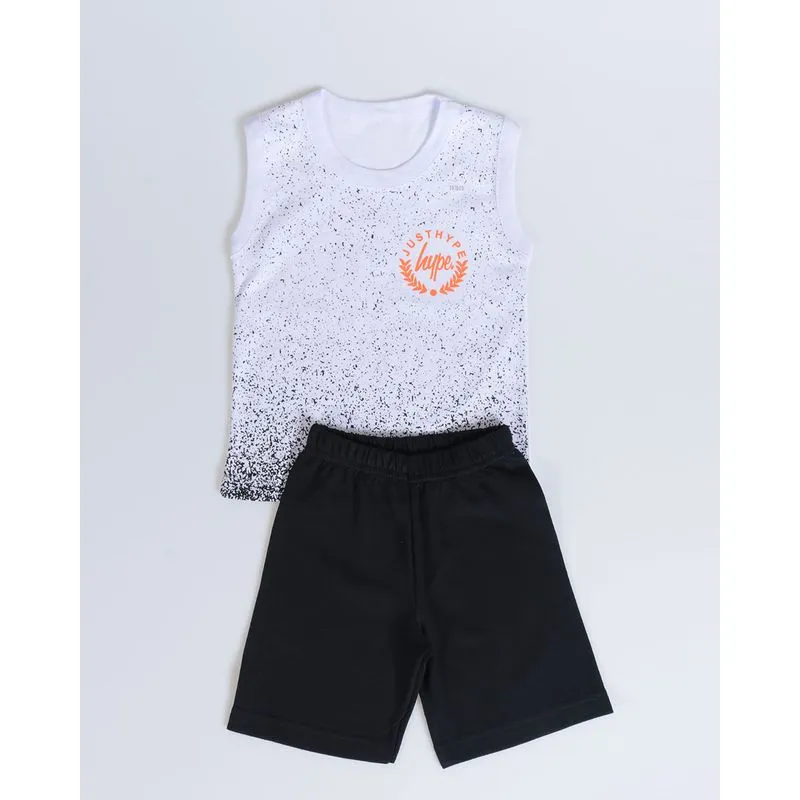 Conjunto Bebê Regata e Bermuda Estampado Branco 3