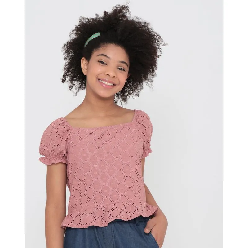 Blusa Juvenil Babados Laise Rosê 16