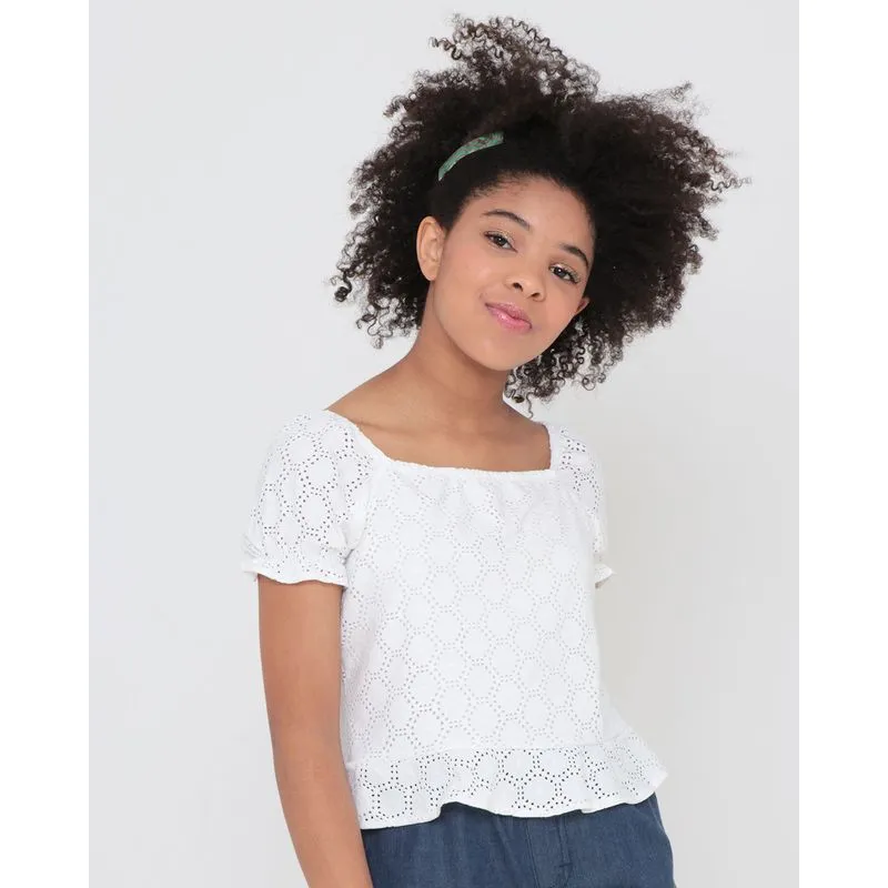 Blusa Juvenil Babados Laise Off White 16
