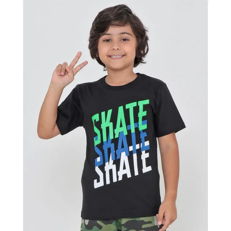 Camiseta Infantil Street Estampa Skate Preta 6