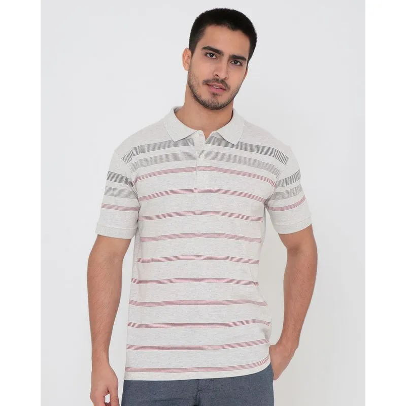Polo Masculina Listrada Cinza GG