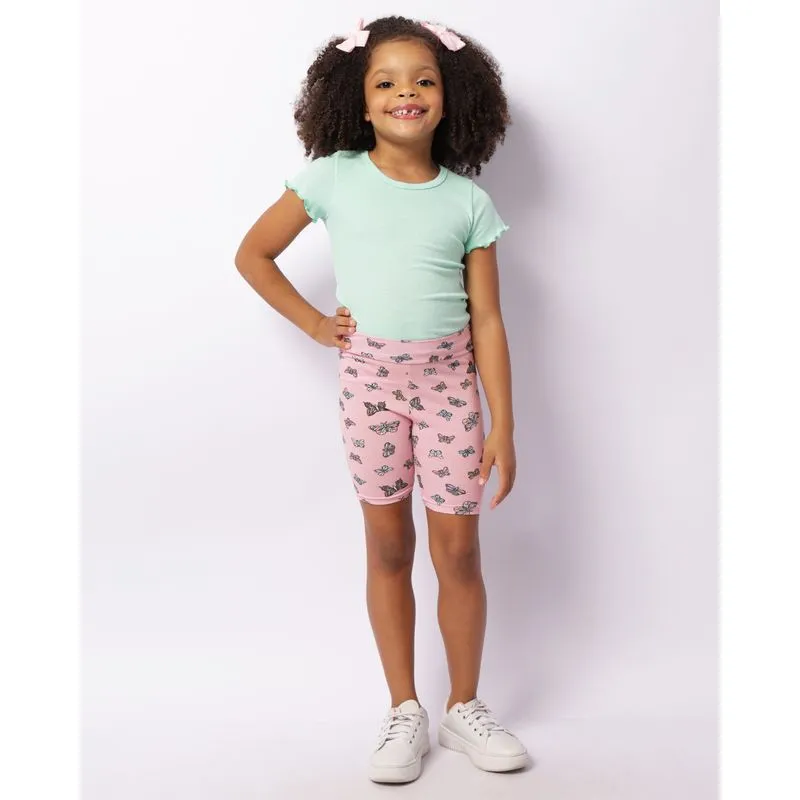 Bermuda Infantil Estampa Primavera Rosa 8