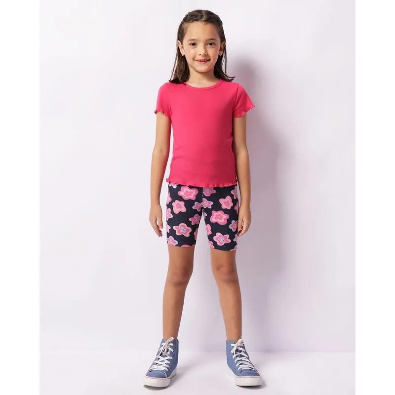 Bermuda Infantil Ciclista Estampada Gatinho Azul 4