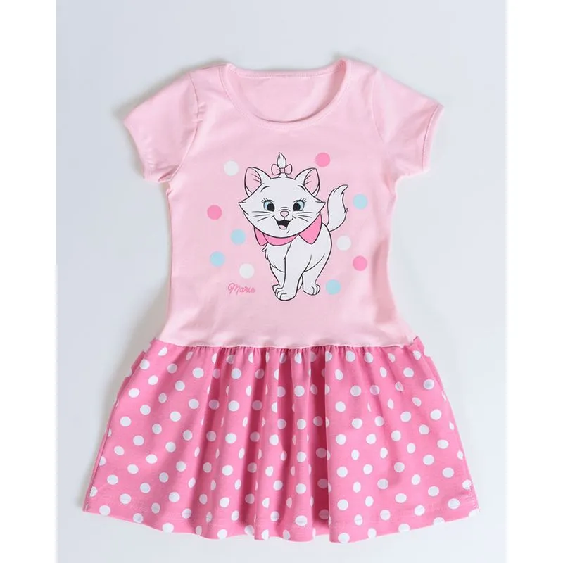 Vestido Bebê Poá Gata Marie Disney Rosa 1