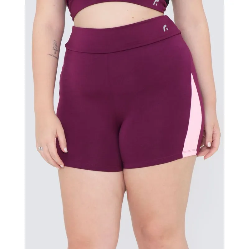 Bermuda Fitness Feminina Plus Size Com Recortes Roxa G1
