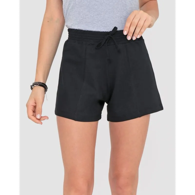Short Moletinho Feminino Costura Frontal Preto P