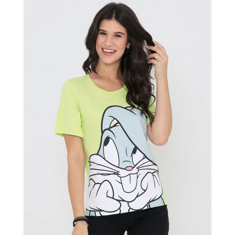 Camiseta Estampa Pernalonga Looney Tunes Manga Curta Verde M