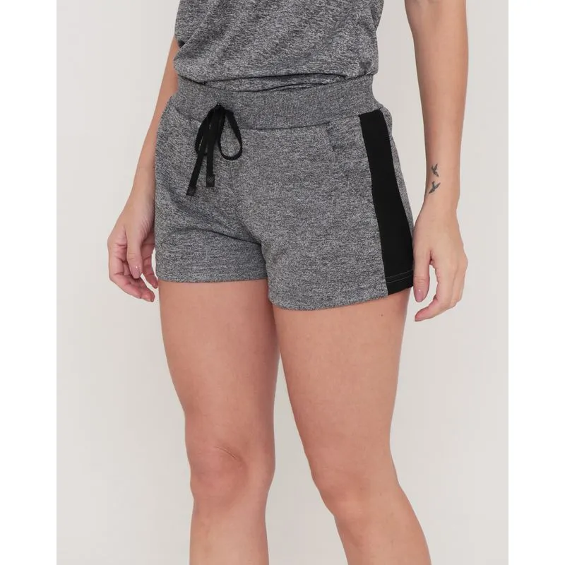 Short Fitness Elástico Com Bolsos Helanca Cinza G