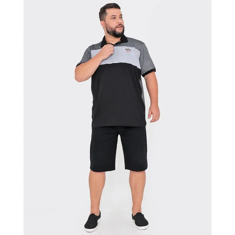 Bermuda Jeans Masculina Plus Size Lisa Preta 52