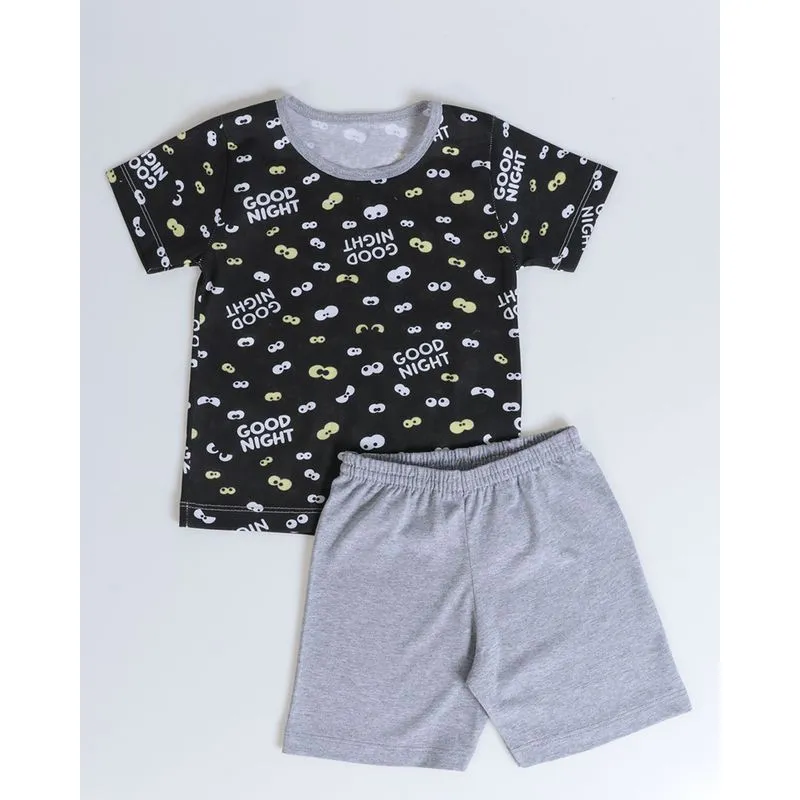 Pijama Bebê Manga Curta Estampado Preto 2