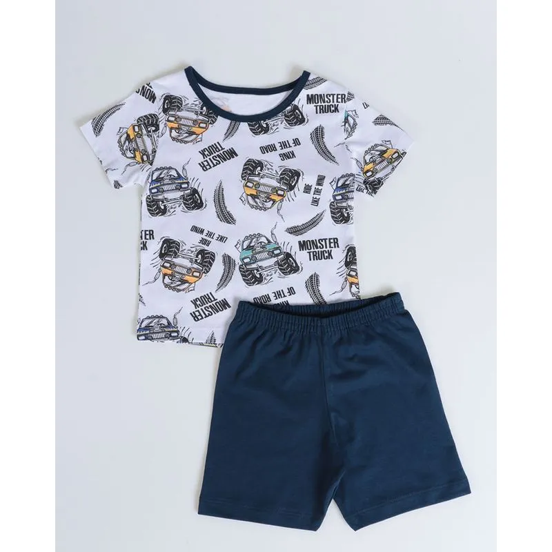 Pijama Bebê Manga Curta Estampado Branco 2