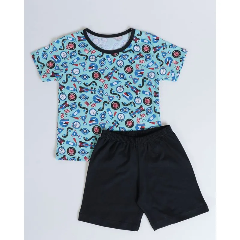 Pijama Bebê Manga Curta Estampado Verde 1