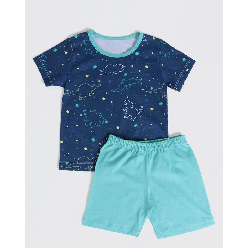 Pijama Bebê Manga Curta Estampado Azul Marinho 3