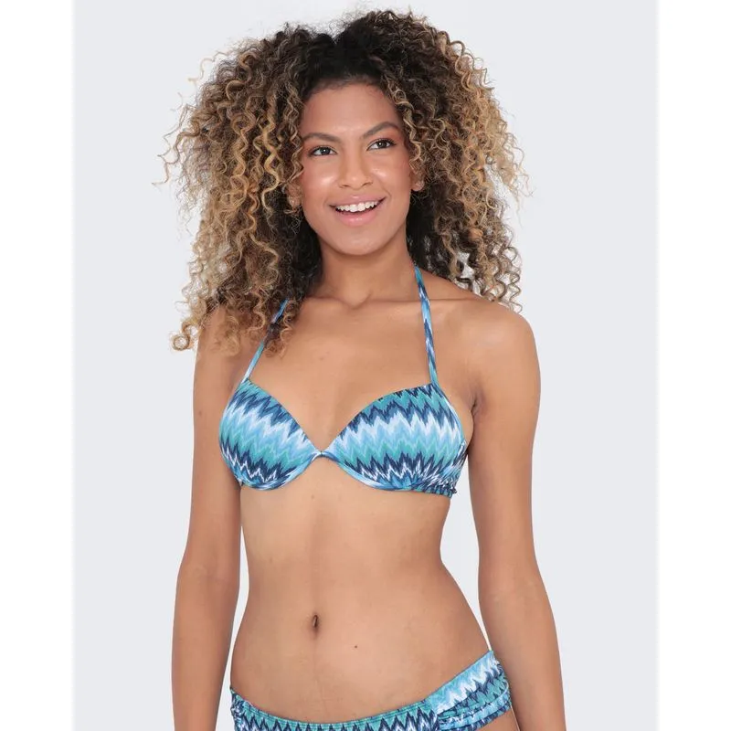 Biquíni Avulso Top Com Bojo Estampado Chevron Azul M