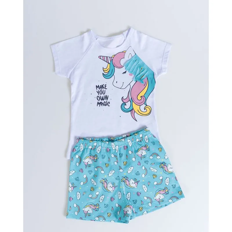 Pijama Bebê Interativo Unicórnio Branco 3