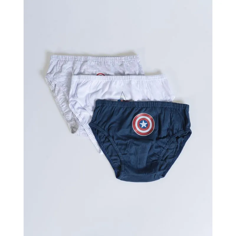 Kit Cueca Infantil Capitão América Marvel Branco Azul Marinho Cinza 8