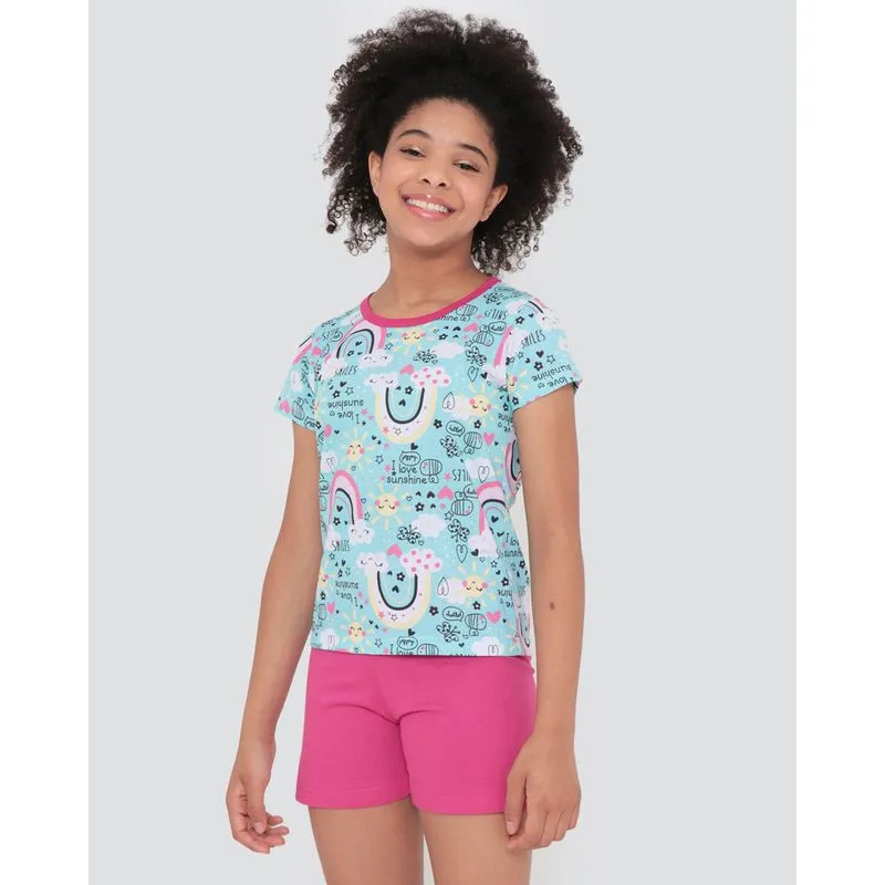 Pijama Juvenil Estampa Smiles Verde Claro 10