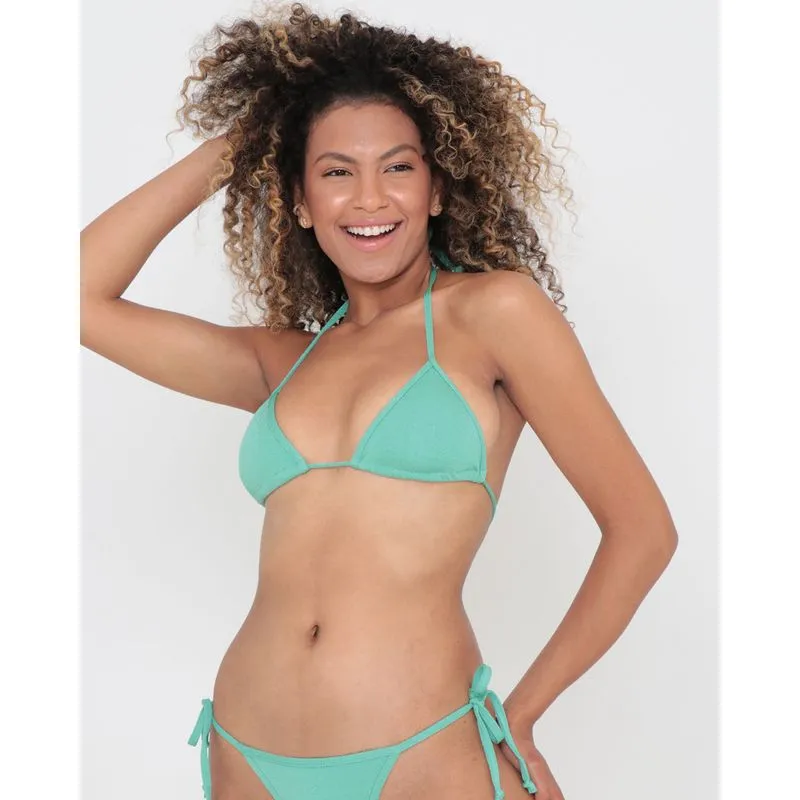 Biquíni Avulso Feminino Top Cortininha Textura Verde G