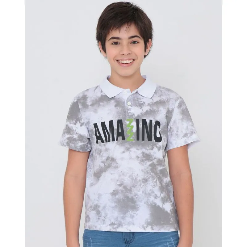 Polo Juvenil Estampa Amazing Tie Dye Branca 10