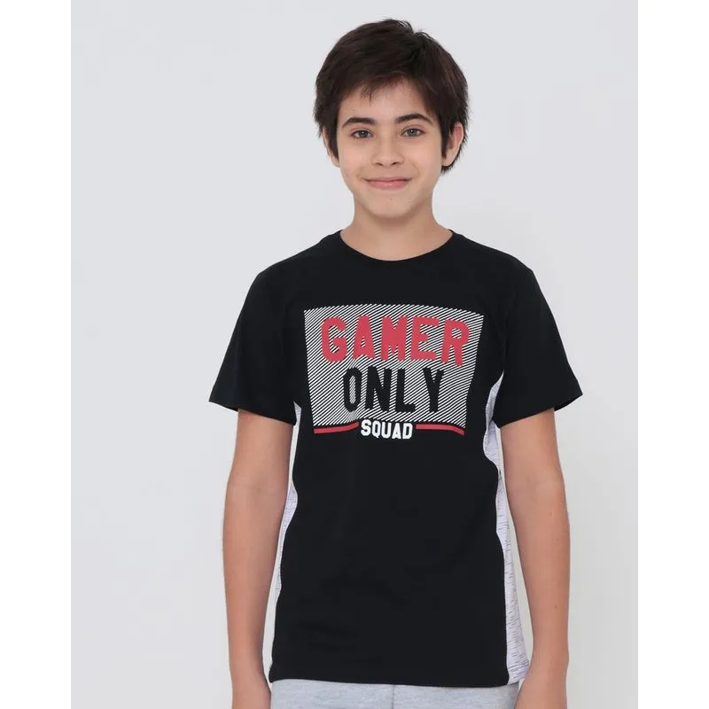 Camiseta Juvenil Estampa Gamer Preta 10