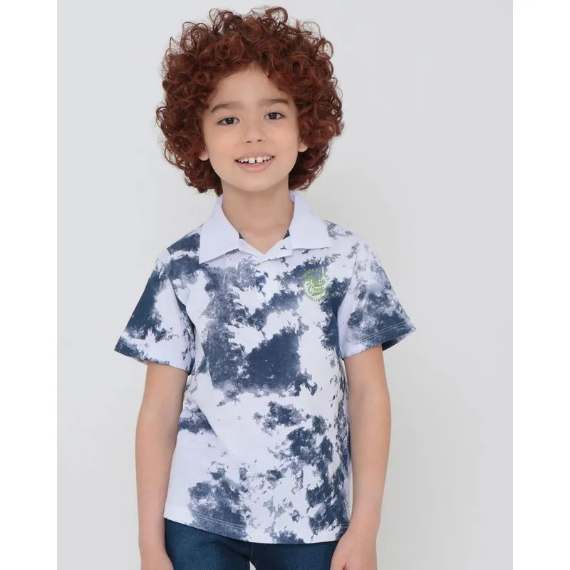 Polo Infantil Estampa Tie Dye Branca 8
