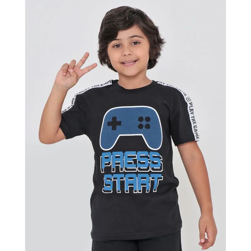 Camiseta Infantil Estampada Preta 8
