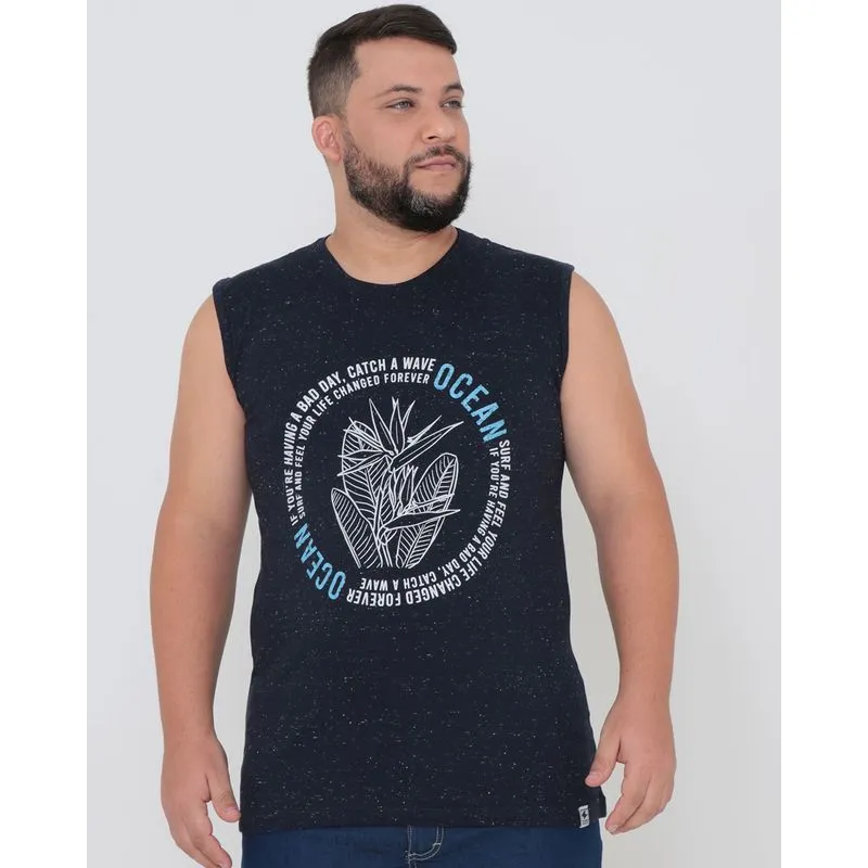 Regata Surf Masculina Plus Size Botonê Azul Marinho G2