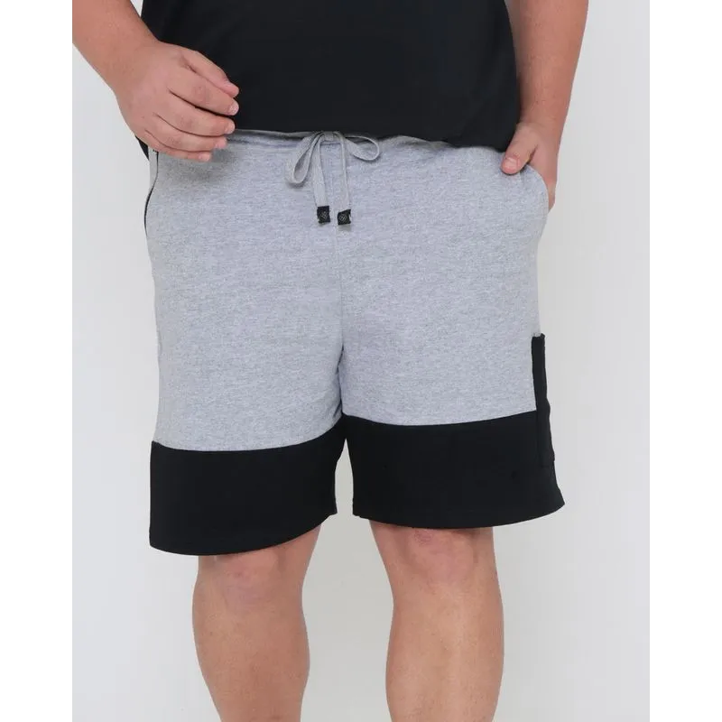 Bermuda Masculina Plus Size Com Bolsos Moletom Mescla Cinza G2