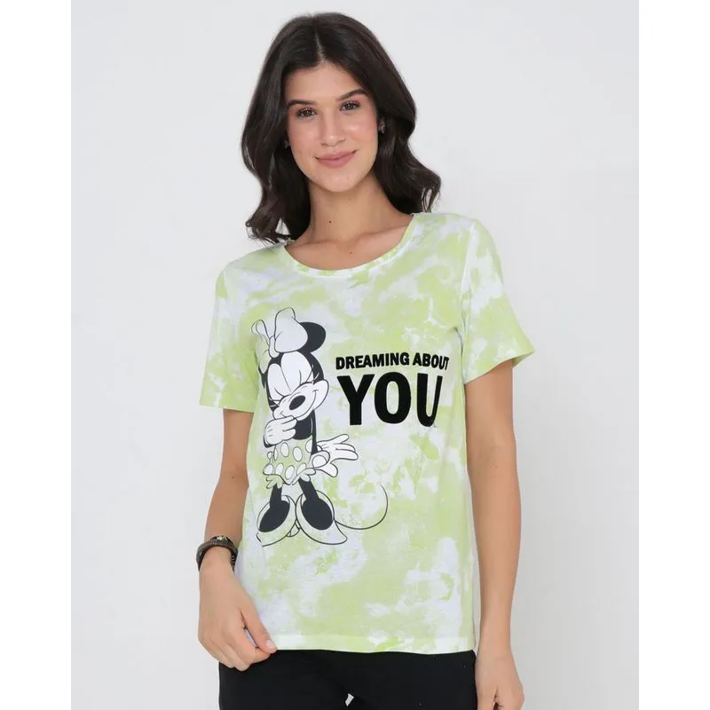 Camiseta Feminina Disney Minnie Tie Dye Verde M