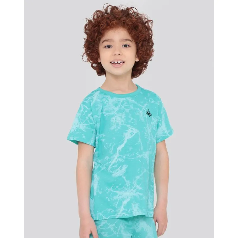 Camiseta Infantil Manga Curta Estampada Tie Dye Verde 4