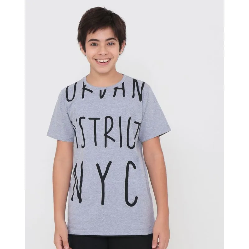 Camiseta Juvenil Estampa NYC Cinza Clara 16