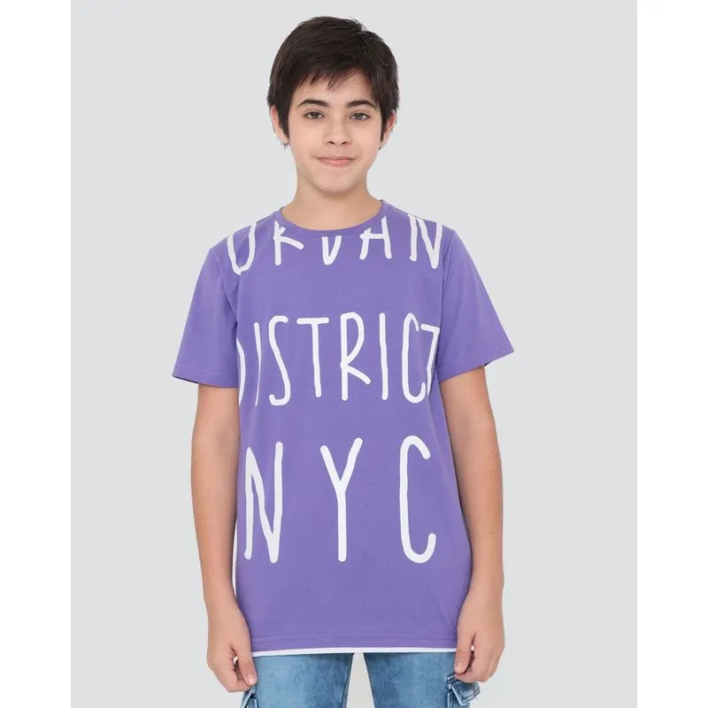 Camiseta Juvenil Manga Curta Estampada Roxa 10