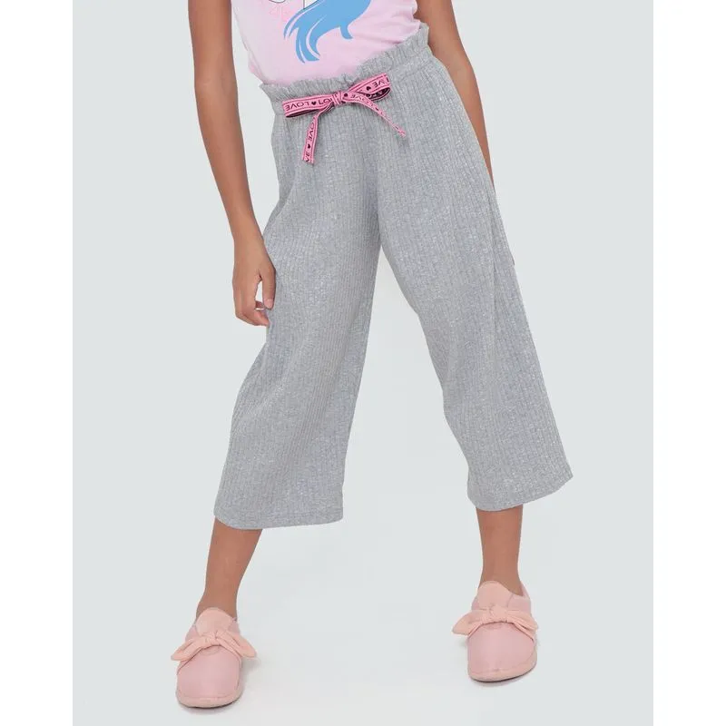 Calça Infantil Pantacourt Malha Canelada Mescla Cinza 6