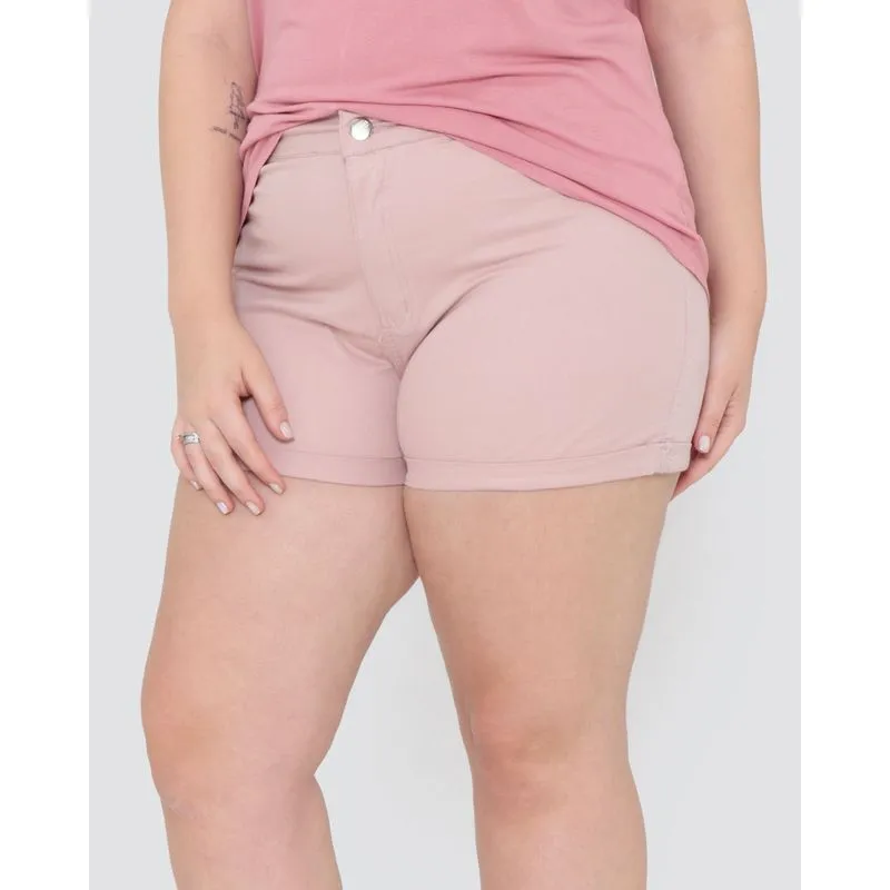 Bermuda Sarja Feminina Plus Size Rosê 52