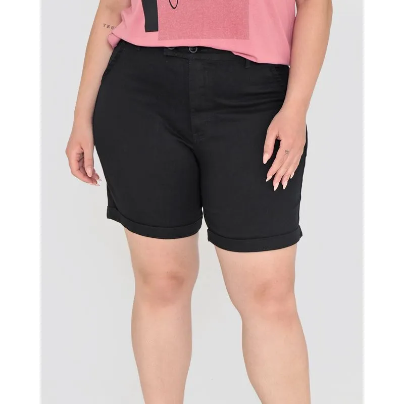 Bermuda Sarja Plus Size Preta 52