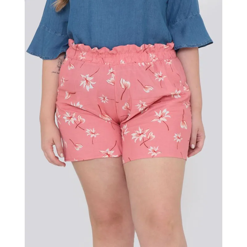 Short Plus Size Viscose Floral Rosa G1