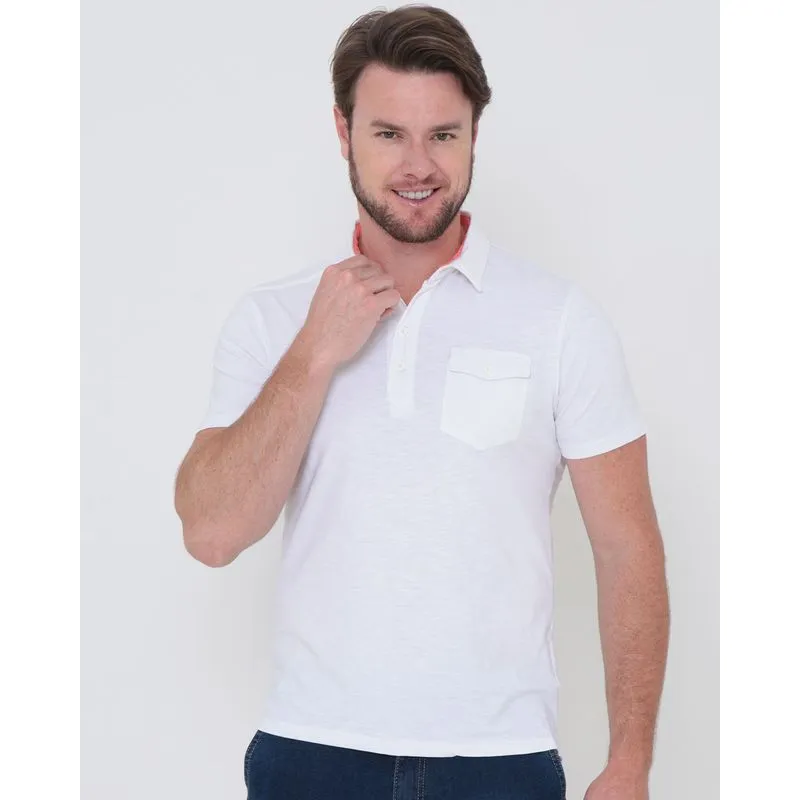 Polo Masculina Bolso Único Branca P
