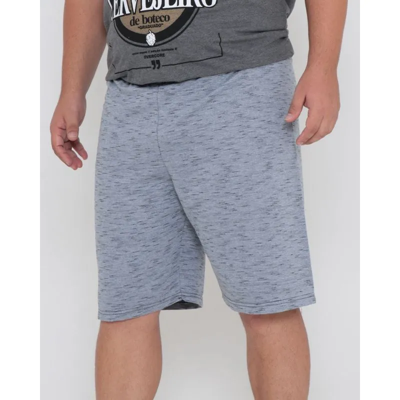 Bermuda Moletom Plus Size Mescla Cinza G2
