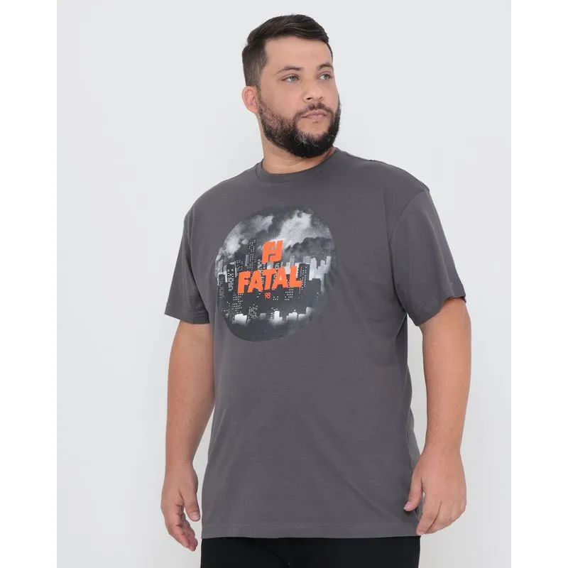 Camiseta Plus Size Estampada Fatal Cinza G1