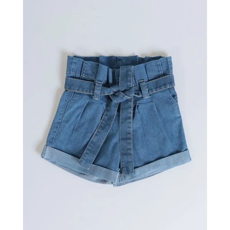 Short Bebê Jeans Com Faixa Clochard Azul 1