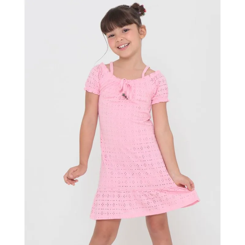 Vestido Infantil Ciganinha Laise Malha Rosa Claro 4