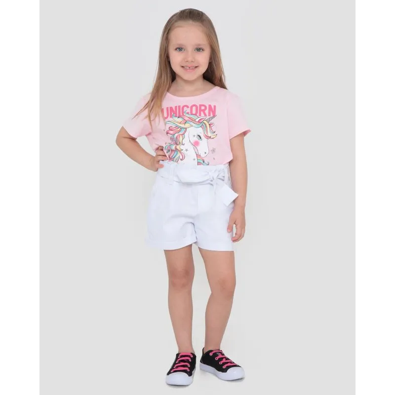 Short Sarja Infantil Liso Clochard Branco 6
