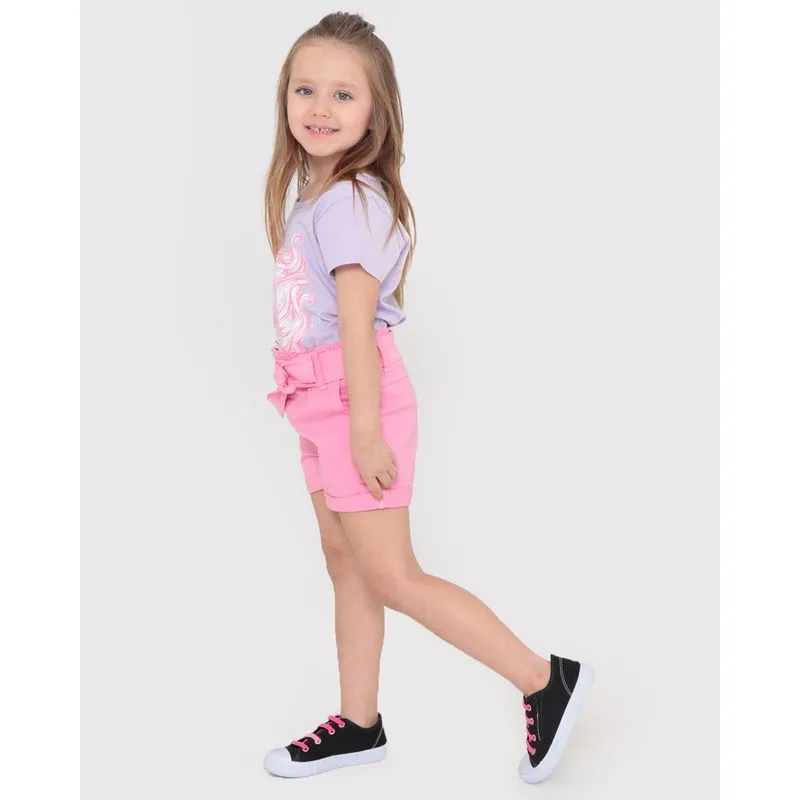 Short Sarja Infantil Liso Clochard Rosa 4